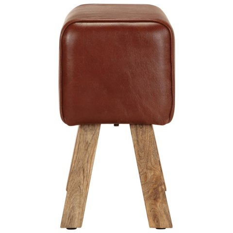 KOZIOŁ GIMNASTYCZNY BRĄZOWY SKÓRA NATURALNA I DREWNO MANGO