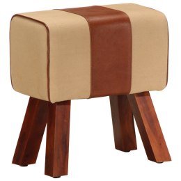 KOZIOŁ GIMNASTYCZNY BRĄZOWY SKÓRA NATURALNA I DREWNO MANGO