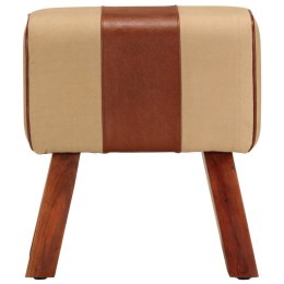 KOZIOŁ GIMNASTYCZNY BRĄZOWY SKÓRA NATURALNA I DREWNO MANGO