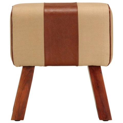 KOZIOŁ GIMNASTYCZNY BRĄZOWY SKÓRA NATURALNA I DREWNO MANGO