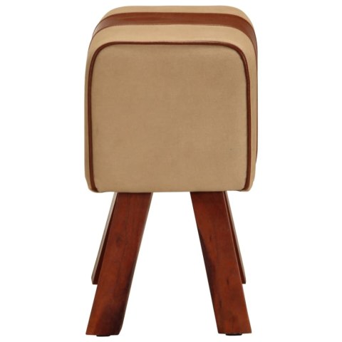 KOZIOŁ GIMNASTYCZNY BRĄZOWY SKÓRA NATURALNA I DREWNO MANGO