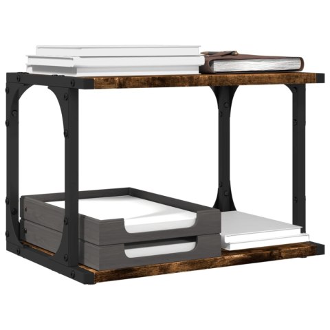 STOJAK SZAFKA REGAŁ NA KÓŁKACH POD DRUKARKĘ 2-POZIOMOWY PRZYDYMIONY DĄB 41X28X33,5CM