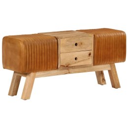 ŁAWKA TYPU KOZIOŁ 107CM NATURALNA KOZIA SKÓRA I DREWNO MANGO