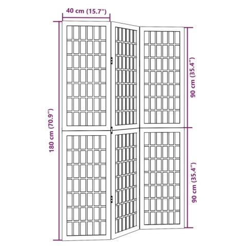 PARAWAN POKOJOWY 3-PANELOWY BIAŁY LITE DREWNO PAULOWNI
