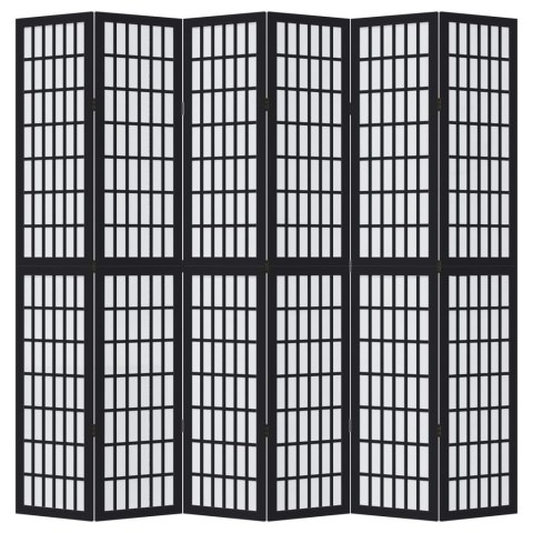 PARAWAN POKOJOWY 6-PANELOWY CZARNY LITE DREWNO PAULOWNI