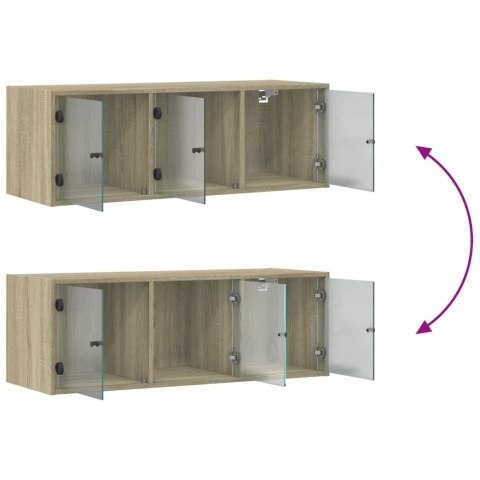 SZAFKA WISZĄCA ZE SZKLANYMI DRZWIAMI DĄB SONOMA 102X37X35CM