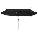 PARASOL OGRODOWY Z LED-OWYM OŚWIETLENIEM Ø395X245CM. KOLOR CZARNY.