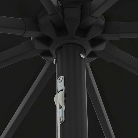 PARASOL OGRODOWY Z LED-OWYM OŚWIETLENIEM Ø395X245CM. KOLOR CZARNY.