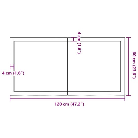 BLAT DO ŁAZIENKI CIEMNOBRĄZOWY 120X60X(2-4)CM LITE DREWNO