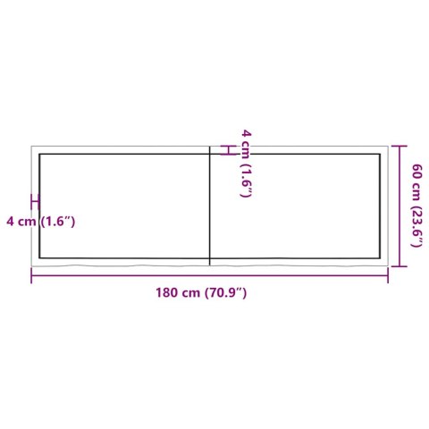 BLAT DO ŁAZIENKI CIEMNOBRĄZOWY 180X60X(2-6)CM LITE DREWNO