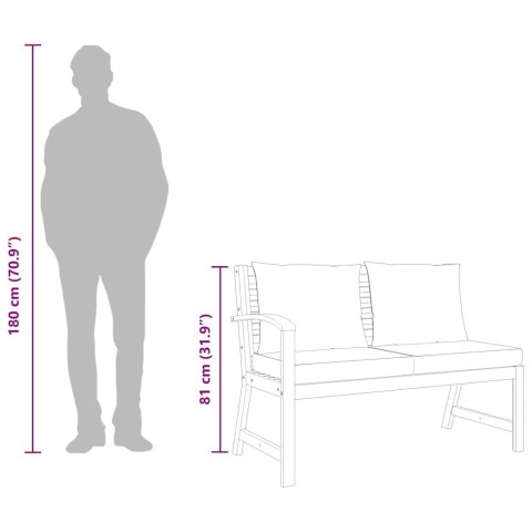 ŁAWKA OGRODOWA 114,5CM KREMOWE PODUSZKI DREWNO AKACJOWE