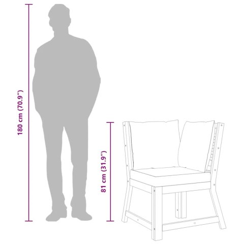 MODUŁ SOFY NAROŻNEJ Z KREMOWĄ PODUSZKĄ DREWNO AKACJOWE