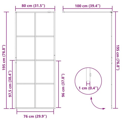 ŚCIANKA PRYSZNICOWA PRZEZROCZYSTE SZKŁO ESG 80X195CM CZARNA