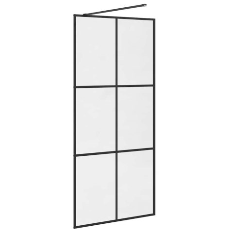 ŚCIANKA PRYSZNICOWA PRZEZROCZYSTE SZKŁO ESG 90X195CM CZARNA