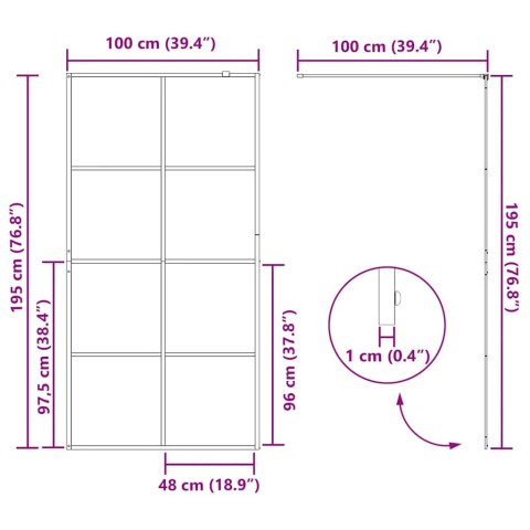 ŚCIANKA PRYSZNICOWA PRZEZROCZYSTE SZKŁO ESG 100X195CM CZARNA