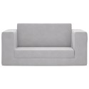 2-OS. SOFA DLA DZIECI ROZKŁADANA JASNOSZARA MIĘKKI PLUSZ