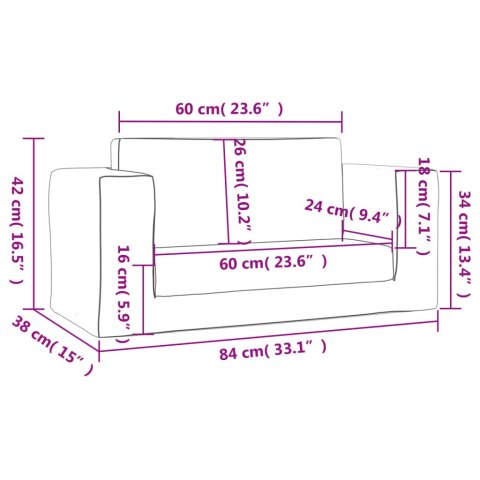2-OS. SOFA DLA DZIECI ROZKŁADANA JASNOSZARA MIĘKKI PLUSZ