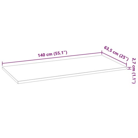 BLAT KUCHENNY 140X63,5X2,7CM PROSTOKĄTNY LITE DREWNO DĘBOWE