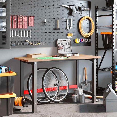 VidaXL Stolik roboczy, jasny brąz, 140x60x81,5 cm, lite drewno dębowe