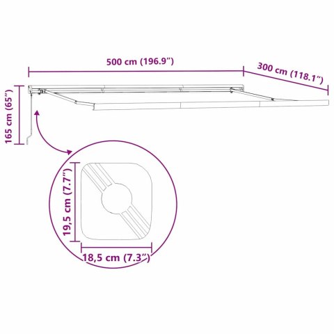 MARKIZA MANUALNA W KOLORZE ŻÓŁTYM I POMARAŃCZOWYM ROZKŁADANA 500X300CM