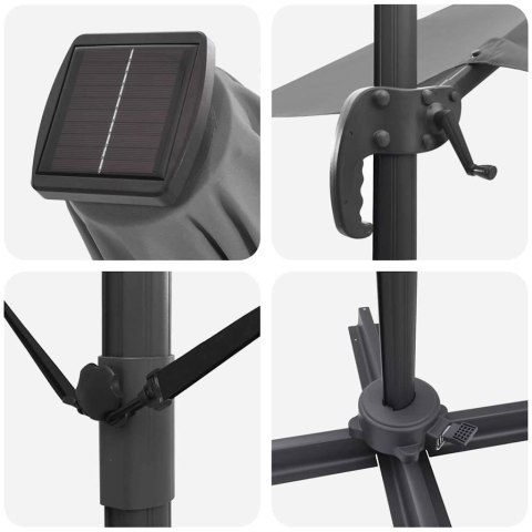 PARASOL OGRODOWY ROMA LED ANTRACYT 286X285X270CM PROSTOKĄTNY DUŻY TARAS OGRÓD