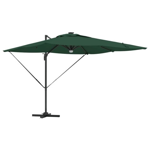 VidaXL Parasol Cantilever Roma od z LEDami, zielony, 286 x 285 x 270 cm, aluminiowy