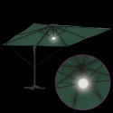 VidaXL Parasol Cantilever Roma od z LEDami, zielony, 286 x 285 x 270 cm, aluminiowy