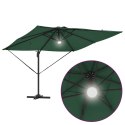 VidaXL Parasol Cantilever Roma od z LEDami, zielony, 286 x 285 x 270 cm, aluminiowy