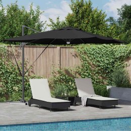 VidaXL Parasol Cantilever Roma z LEDami, czarny, 286 x 285 x 270 cm, aluminiowy