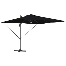 VidaXL Parasol Cantilever Roma z LEDami, czarny, 286 x 285 x 270 cm, aluminiowy