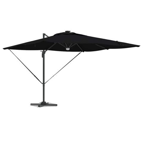 VidaXL Parasol Cantilever Roma z LEDami, czarny, 286 x 285 x 270 cm, aluminiowy