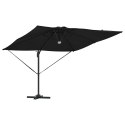 VidaXL Parasol Cantilever Roma z LEDami, czarny, 286 x 285 x 270 cm, aluminiowy