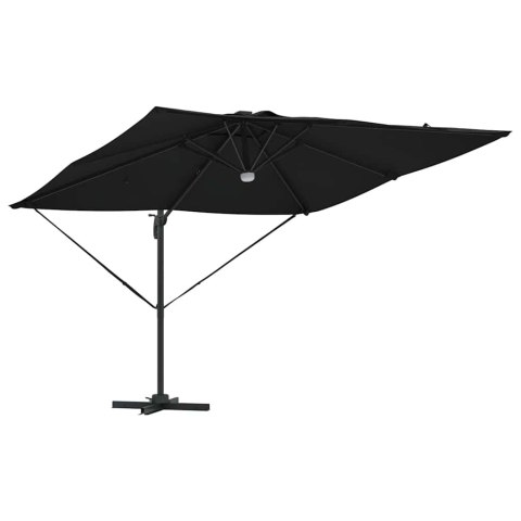 VidaXL Parasol Cantilever Roma z LEDami, czarny, 286 x 285 x 270 cm, aluminiowy
