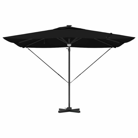 VidaXL Parasol Cantilever Roma z LEDami, czarny, 286 x 285 x 270 cm, aluminiowy