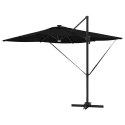 VidaXL Parasol Cantilever Roma z LEDami, czarny, 286 x 285 x 270 cm, aluminiowy