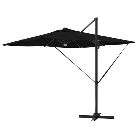 VidaXL Parasol Cantilever Roma z LEDami, czarny, 286 x 285 x 270 cm, aluminiowy