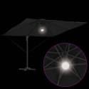 VidaXL Parasol Cantilever Roma z LEDami, czarny, 286 x 285 x 270 cm, aluminiowy