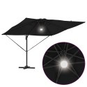 VidaXL Parasol Cantilever Roma z LEDami, czarny, 286 x 285 x 270 cm, aluminiowy