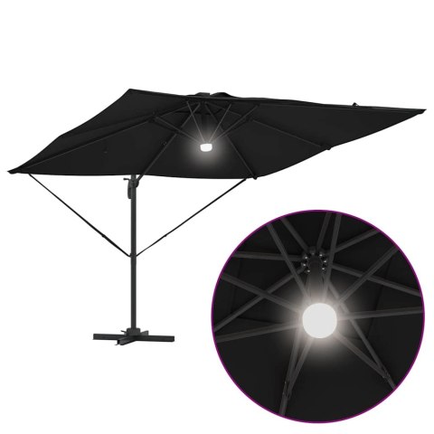 VidaXL Parasol Cantilever Roma z LEDami, czarny, 286 x 285 x 270 cm, aluminiowy