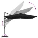 VidaXL Parasol Cantilever Roma z LEDami, czarny, 286 x 285 x 270 cm, aluminiowy
