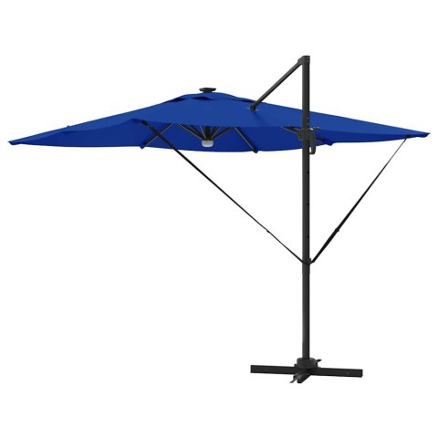 VidaXL Parasol cantilever Roma z LEDami, niebieski azur, 286x285x270 cm, aluminiowy