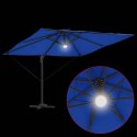 VidaXL Parasol cantilever Roma z LEDami, niebieski azur, 286x285x270 cm, aluminiowy