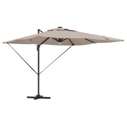 VidaXL Zaczepiony Parasol Roma z LED-ami Taupe 286 x 285 x 270 cm Aluminiowy