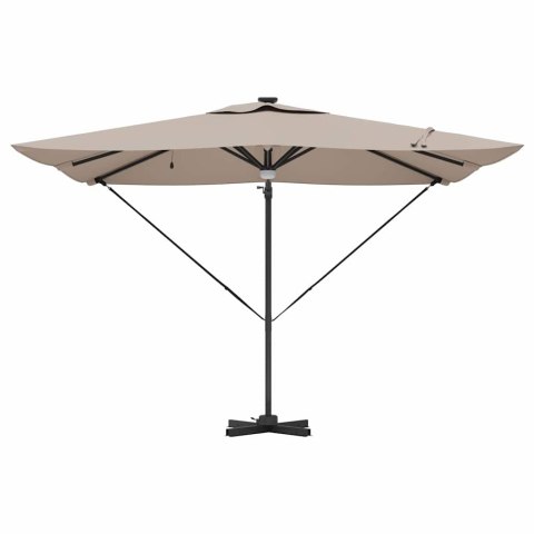VidaXL Zaczepiony Parasol Roma z LED-ami Taupe 286 x 285 x 270 cm Aluminiowy