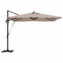 VidaXL Zaczepiony Parasol Roma z LED-ami Taupe 286 x 285 x 270 cm Aluminiowy