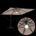 VidaXL Zaczepiony Parasol Roma z LED-ami Taupe 286 x 285 x 270 cm Aluminiowy