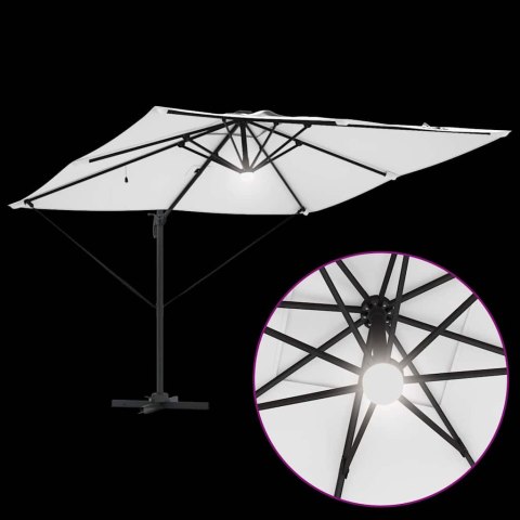 PARASOL CANTILEVER ROMA Z LED-AMI PIASKOWY WYMIARY 286X285X270CM ALUMINIOWY