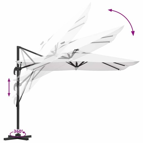 PARASOL CANTILEVER ROMA Z LED-AMI PIASKOWY WYMIARY 286X285X270CM ALUMINIOWY