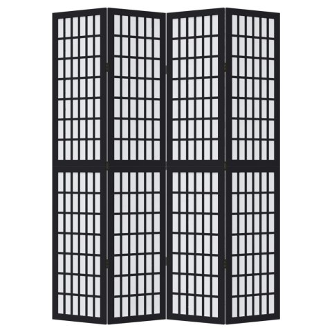 PARAWAN POKOJOWY 4-PANELOWY CZARNY LITE DREWNO PAULOWNI