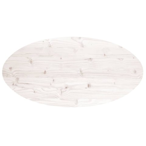 BLAT STOŁU BIAŁY 90X45X2,5CM LITE DREWNO SOSNOWE OWALNY